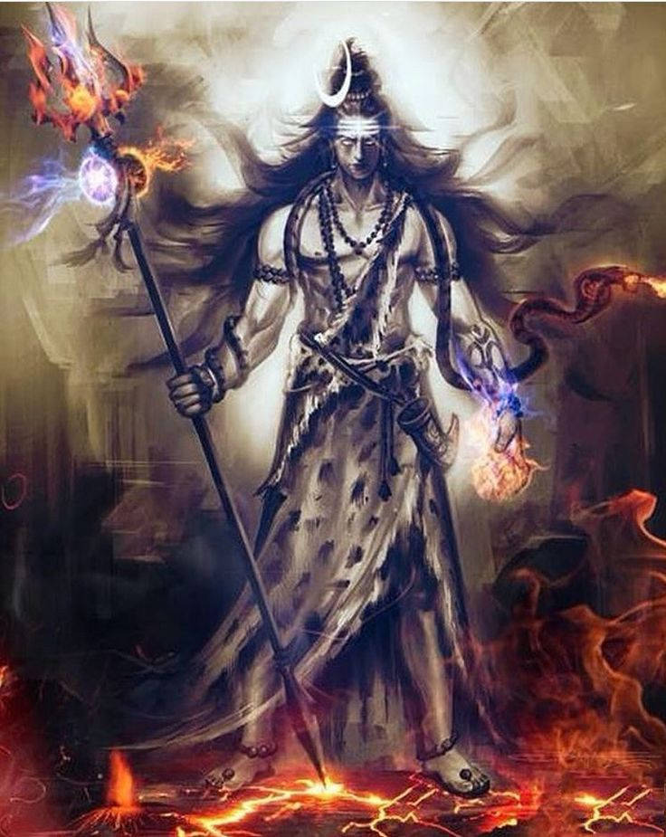 Angry Shiva Fiery Art Wallpaper