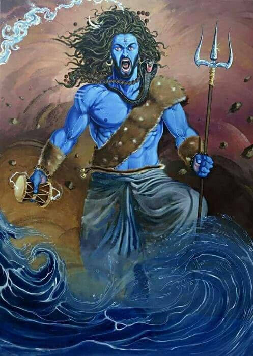 Angry Shiva Ocean Art Wallpaper