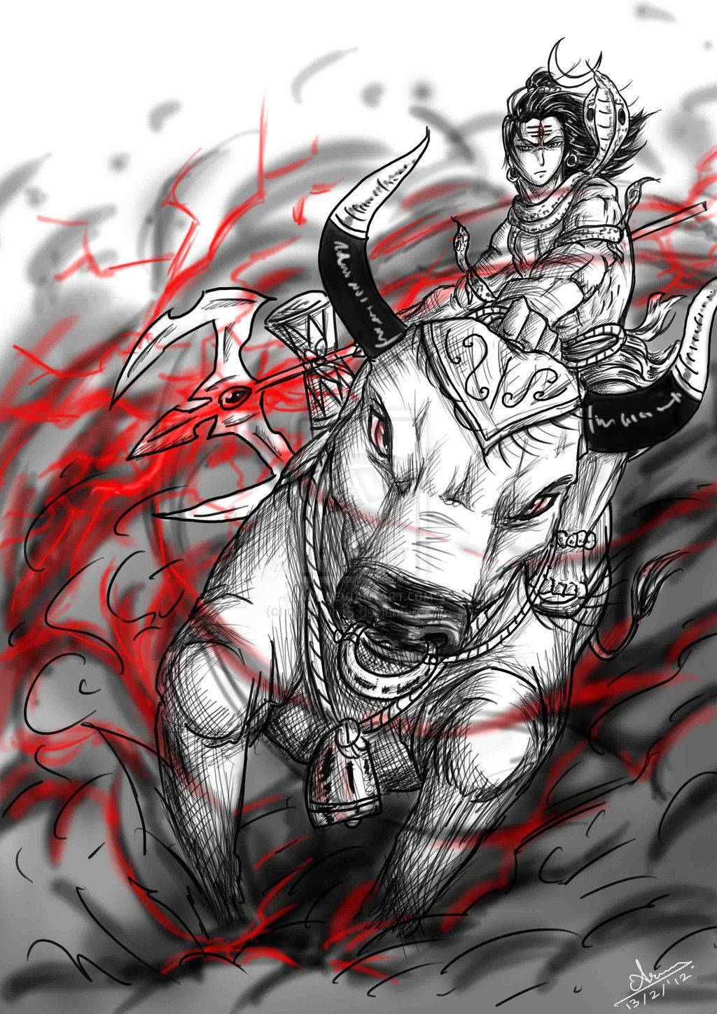 Angry Shiva Red And Black Art Wallpaper