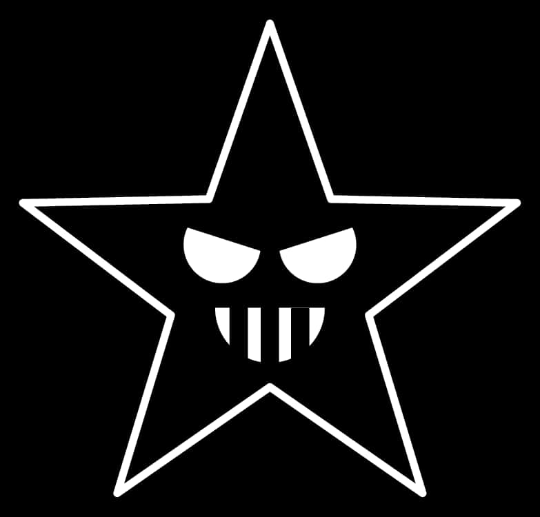 Angry Star Logo Blackand White PNG