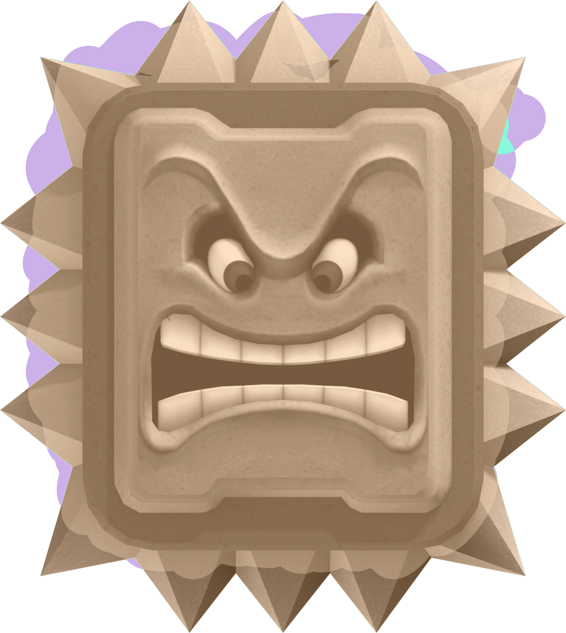 Angry Stone Block Creature PNG