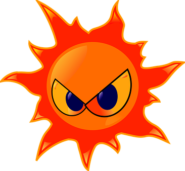 Angry Sun Cartoon Graphic PNG