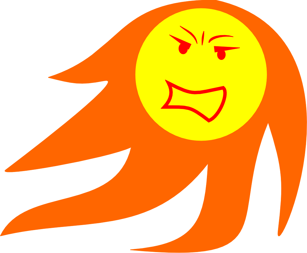 Angry Sun Cartoon Illustration PNG