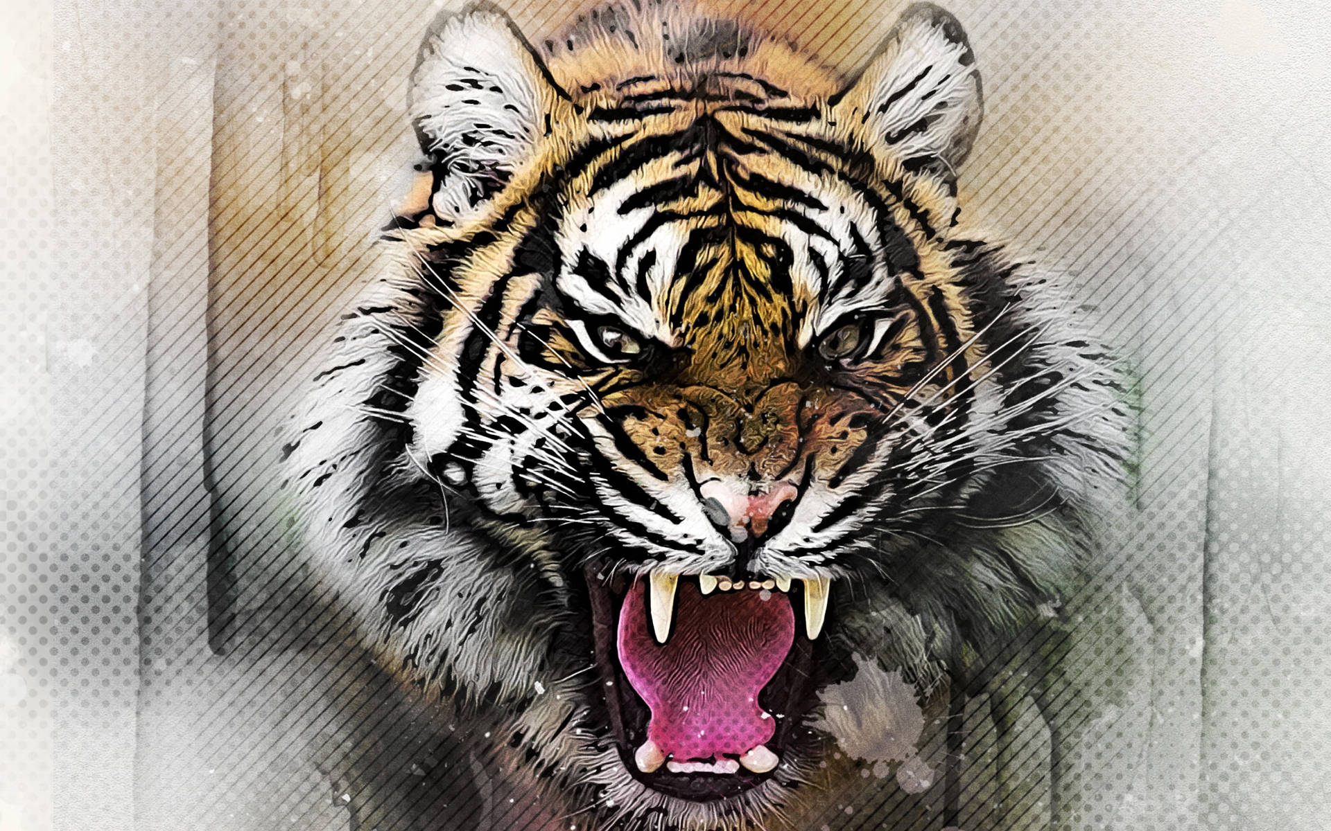 Angry Tiger Watercolor Background