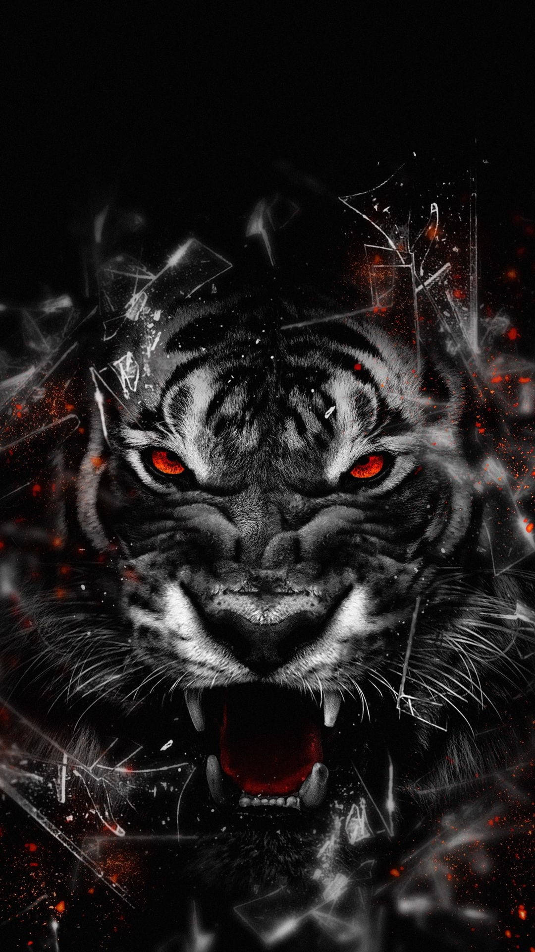 Angry Tiger With Red Eyes Background