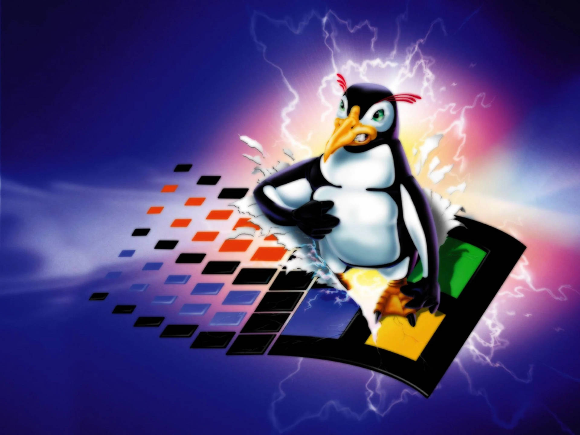 Angry Tux Linux Desktop Graphic Design Wallpaper