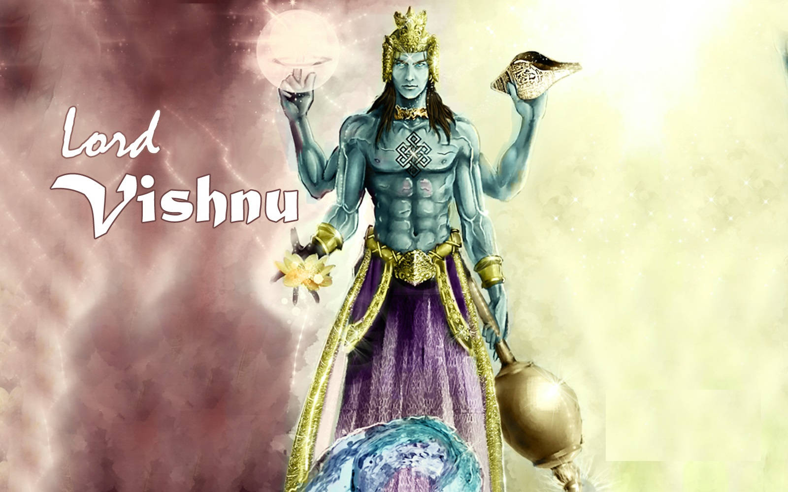 Angry Vishnu Cloudy Background Wallpaper