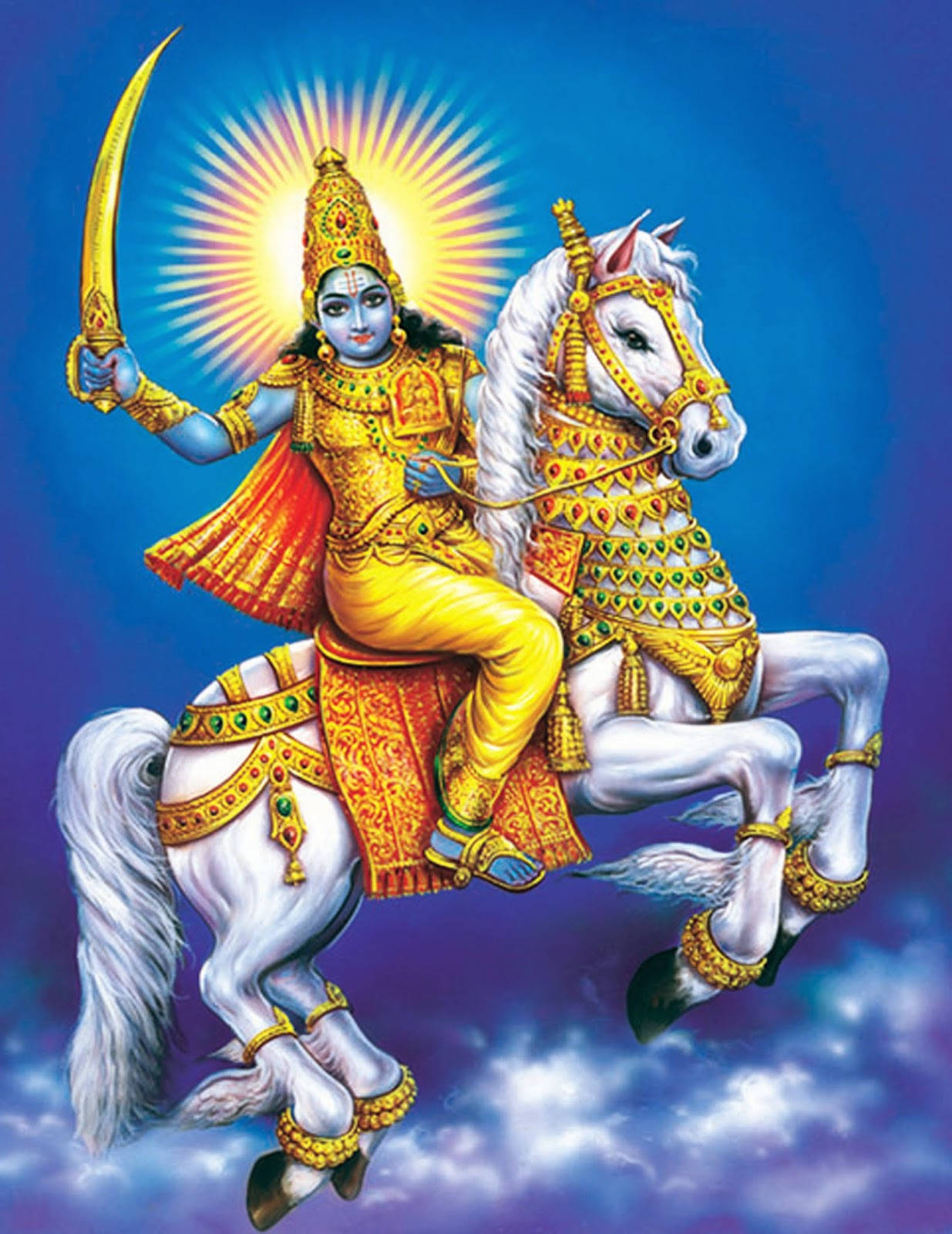 Angry Vishnu In Golden Clothing Background