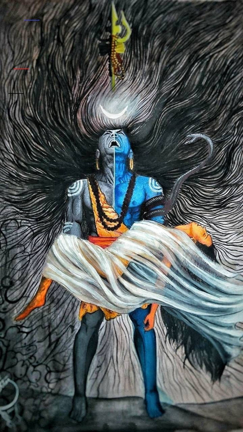 Angry Vishnu Mourns Wife Wallpaper