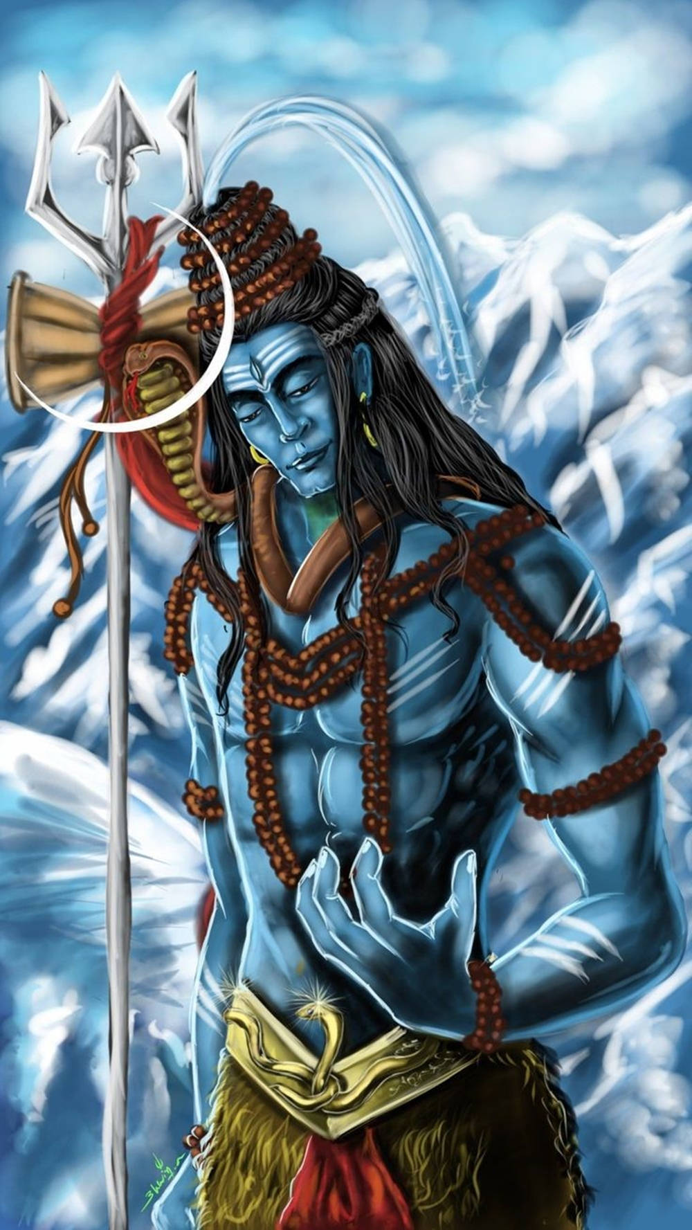 Angry Vishnu On Snowy Mountain Wallpaper