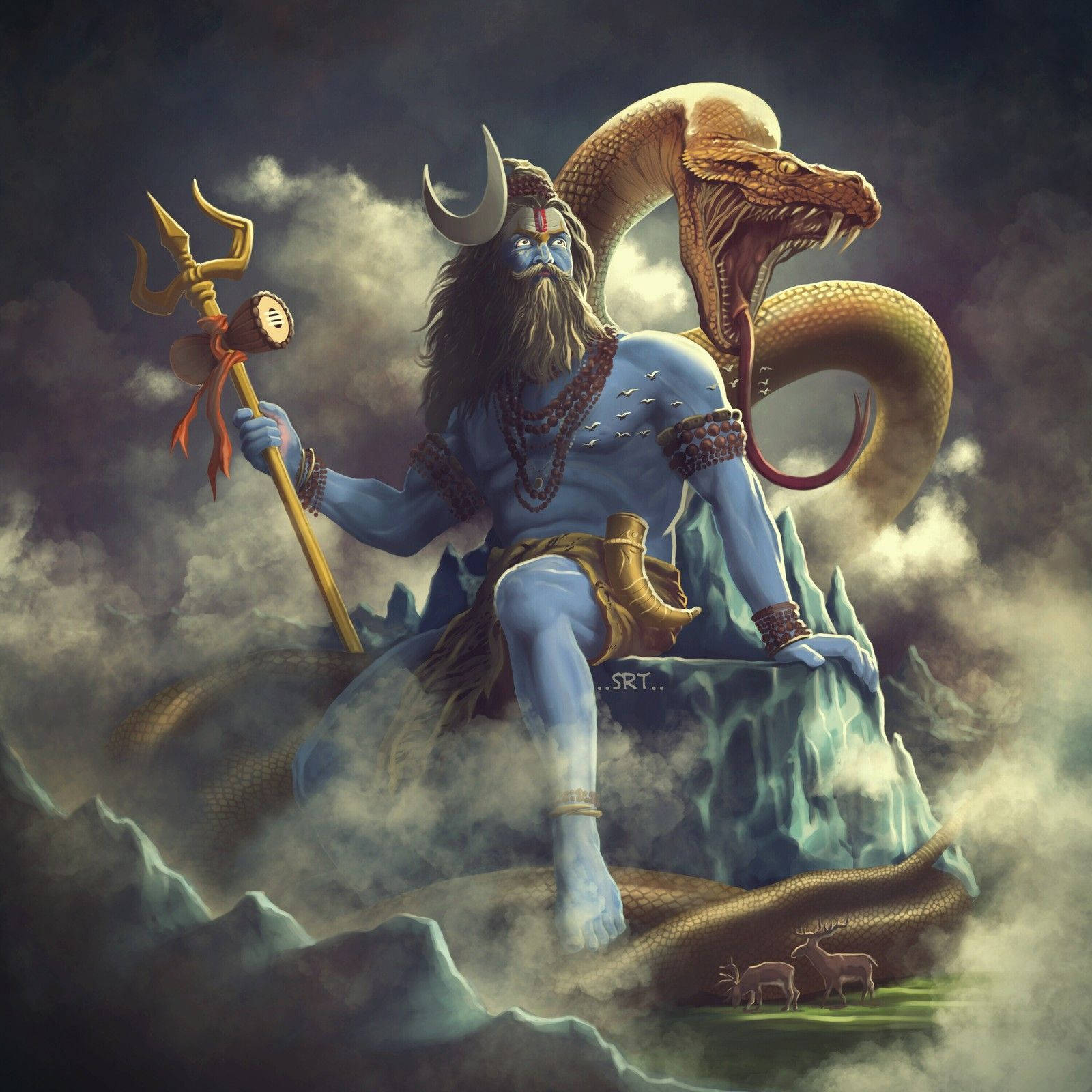 Angry Vishnu Protected By Snake Wallpaper
