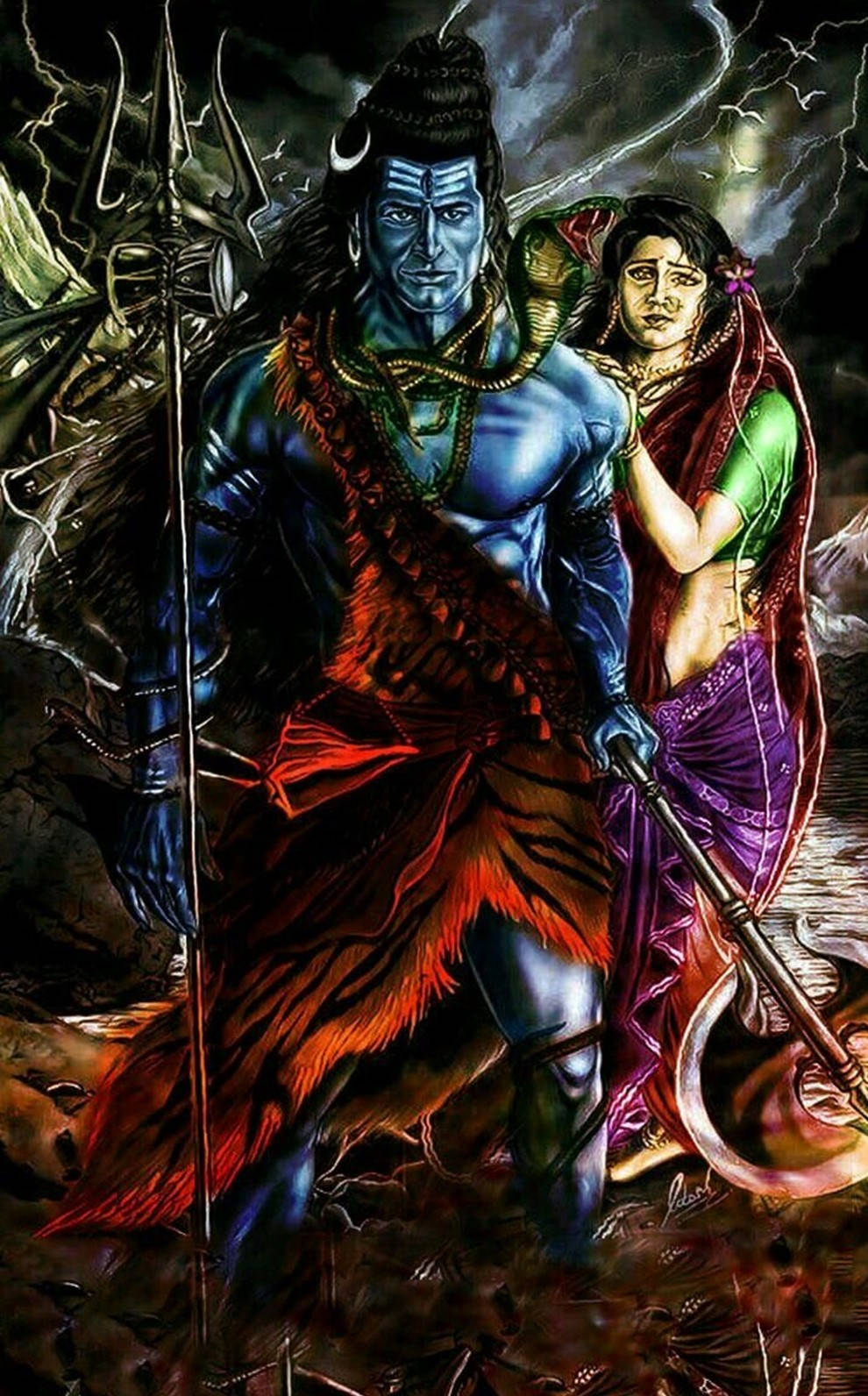 Vrede Vishnu beskytter hans kone Wallpaper