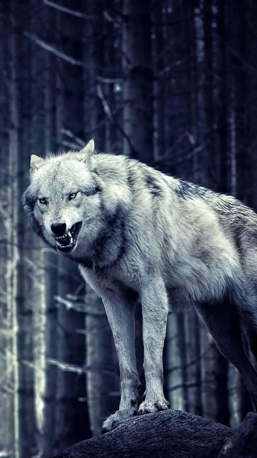 Fierce and Majestic Angry Wolf Wallpaper