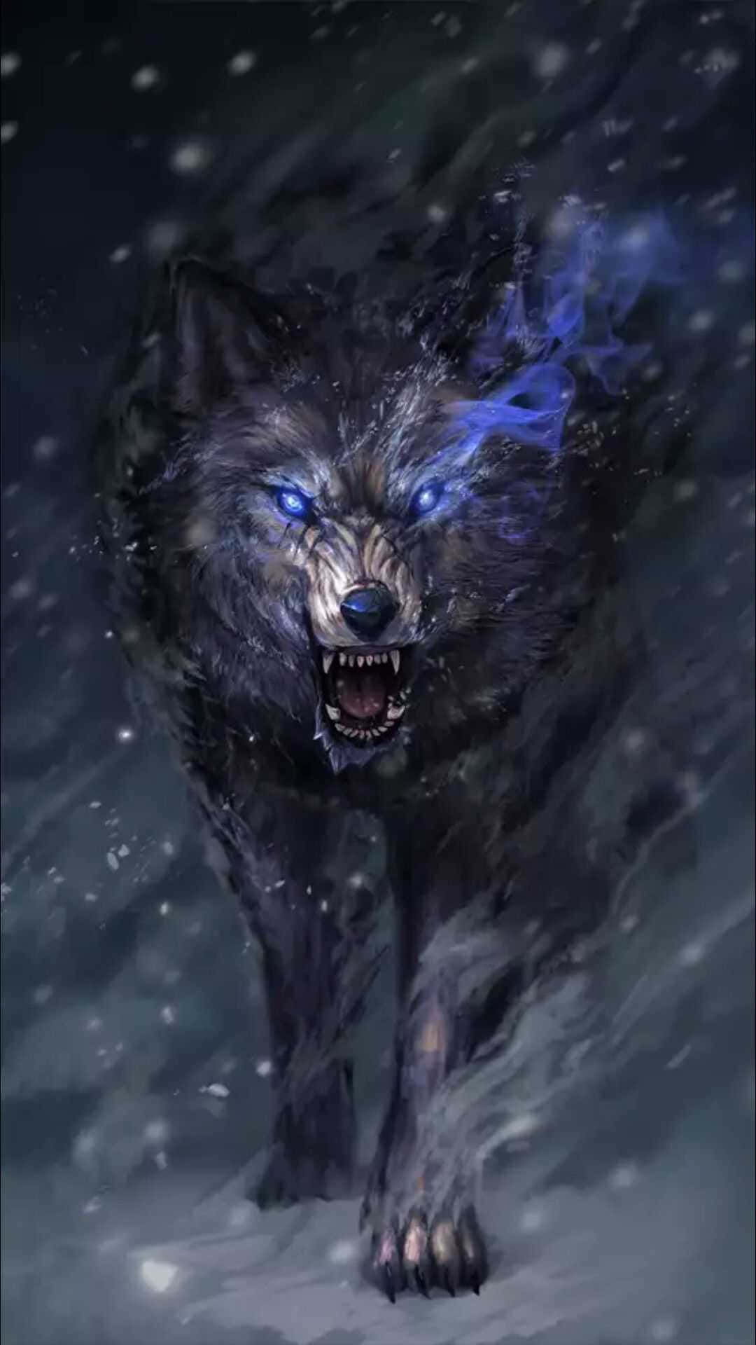 Caption: Ferocious Angry Wolf in Action Wallpaper
