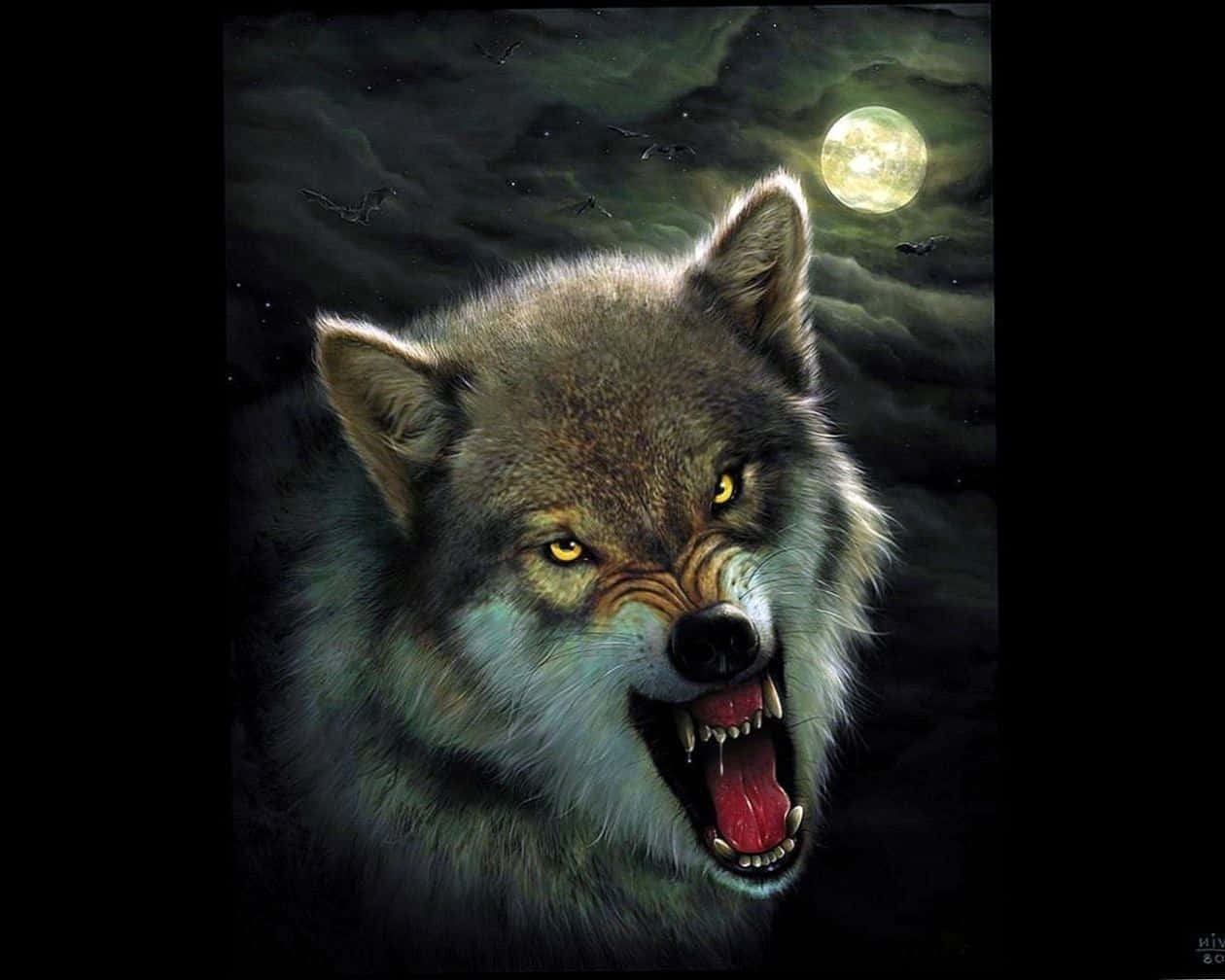 Fearless Angry Wolf in the Wilderness Wallpaper