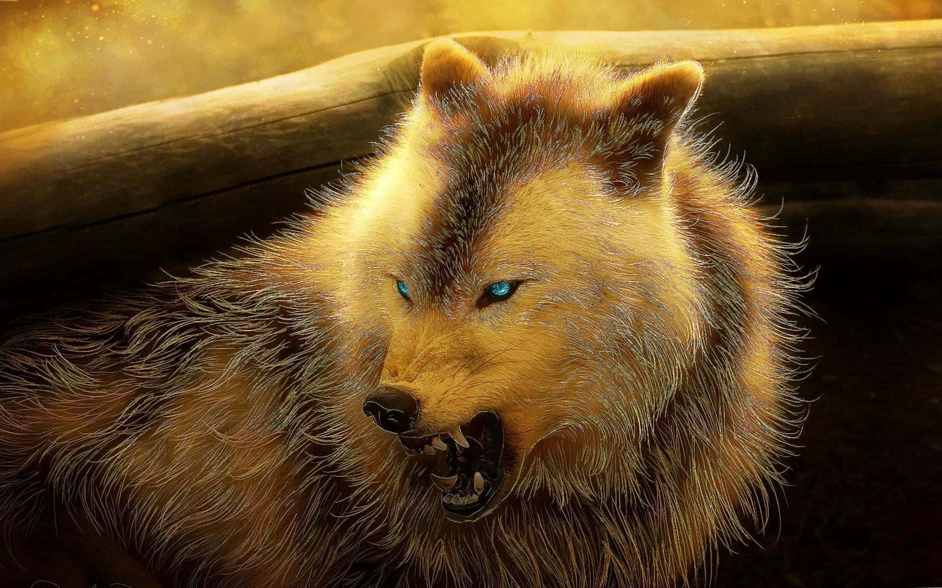 Ferocious Angry Wolf Baring its Teeth Wallpaper