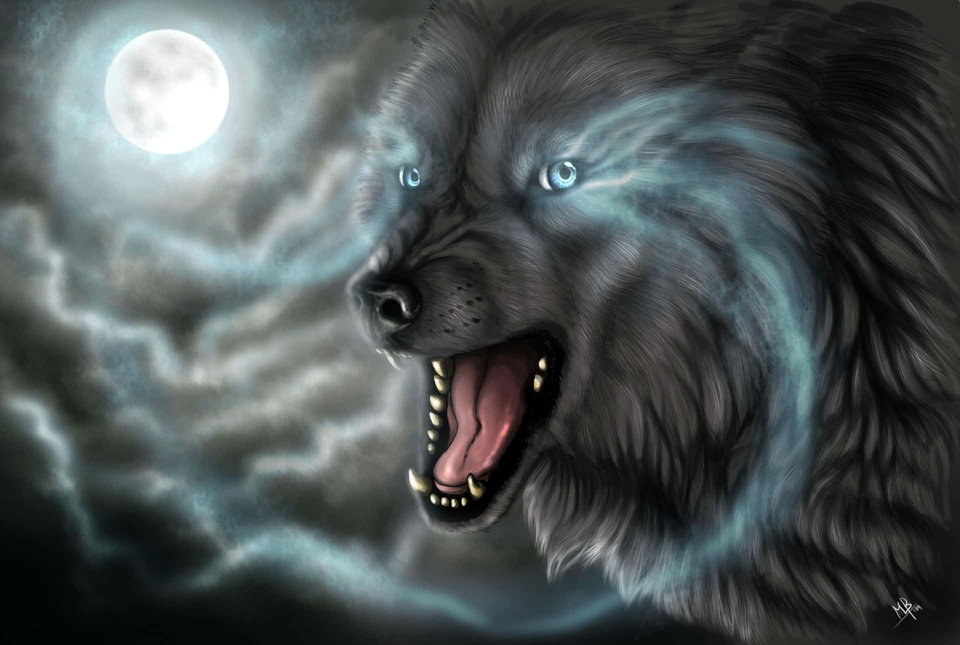 Fierce and Fearless Angry Wolf Wallpaper
