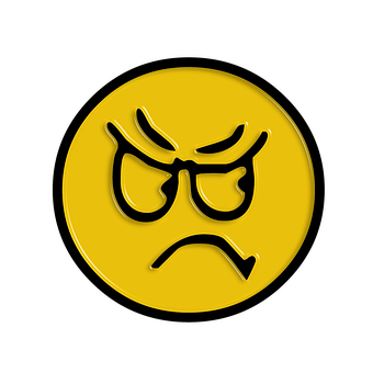 Angry Yellow Face Emoji Black Background PNG