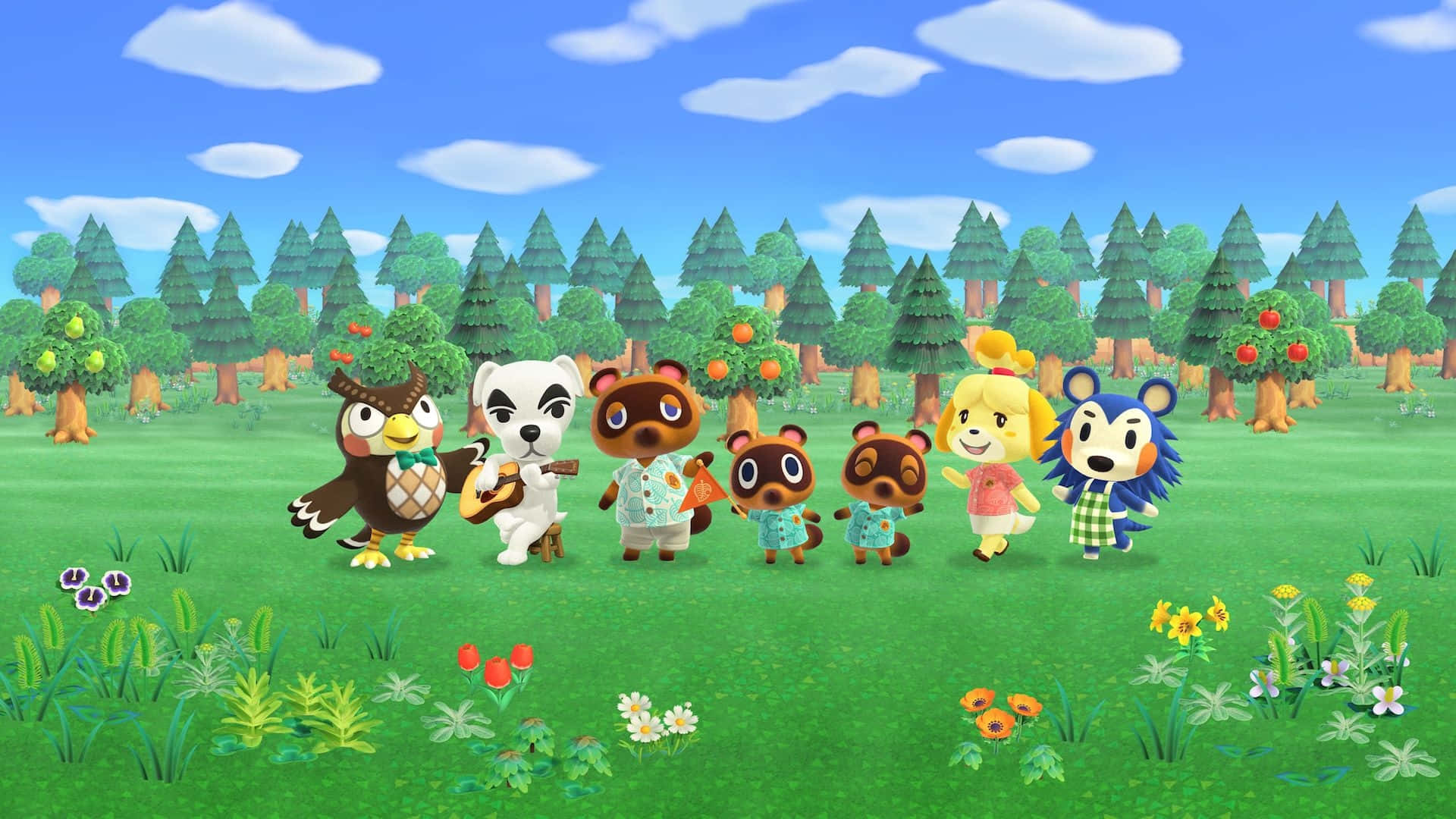 Animal Crossing Characters Gathering Wallpaper