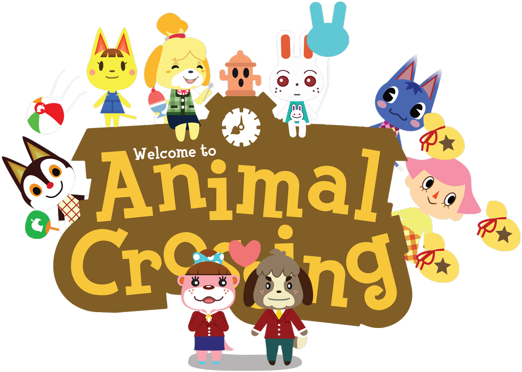 Animal Crossing Characters Welcome Sign PNG