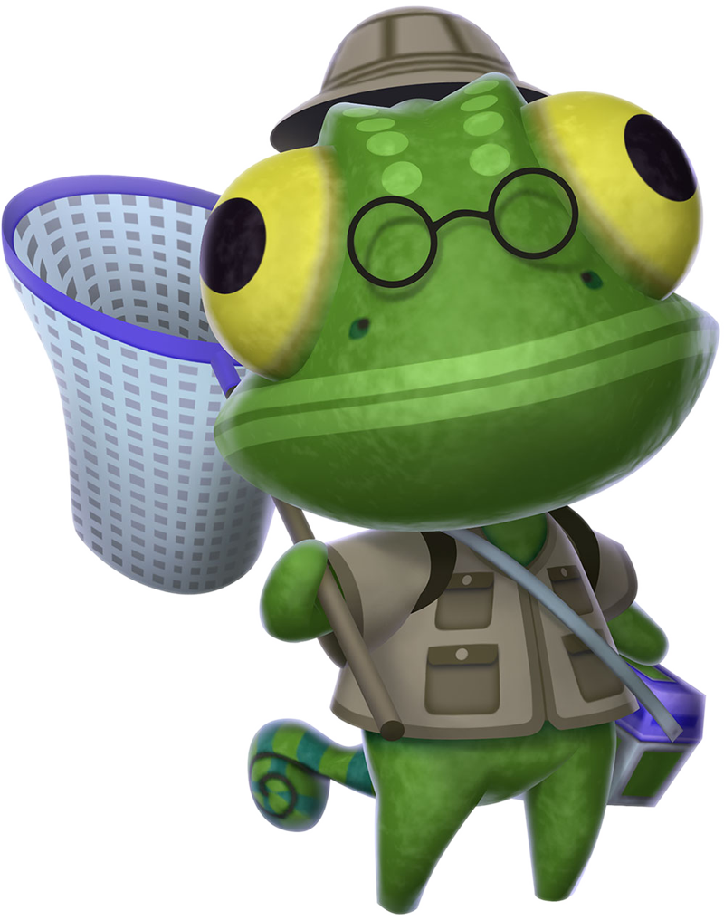 Animal Crossing Frog Villagerwith Net PNG