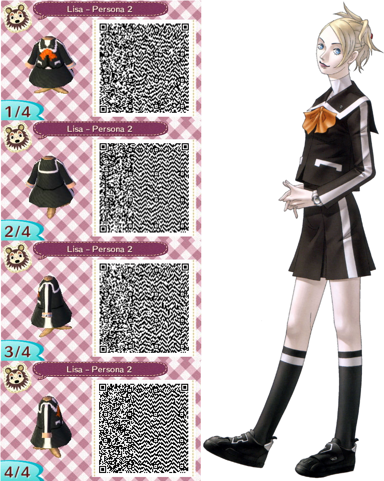 Animal Crossing Lisa Persona2 Outfit Q R Codes PNG