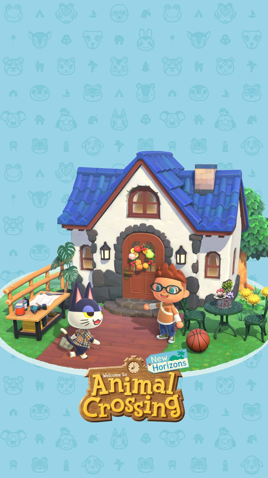 Animal Crossing New Horizons Speler En Dorpsbewoner Achtergrond