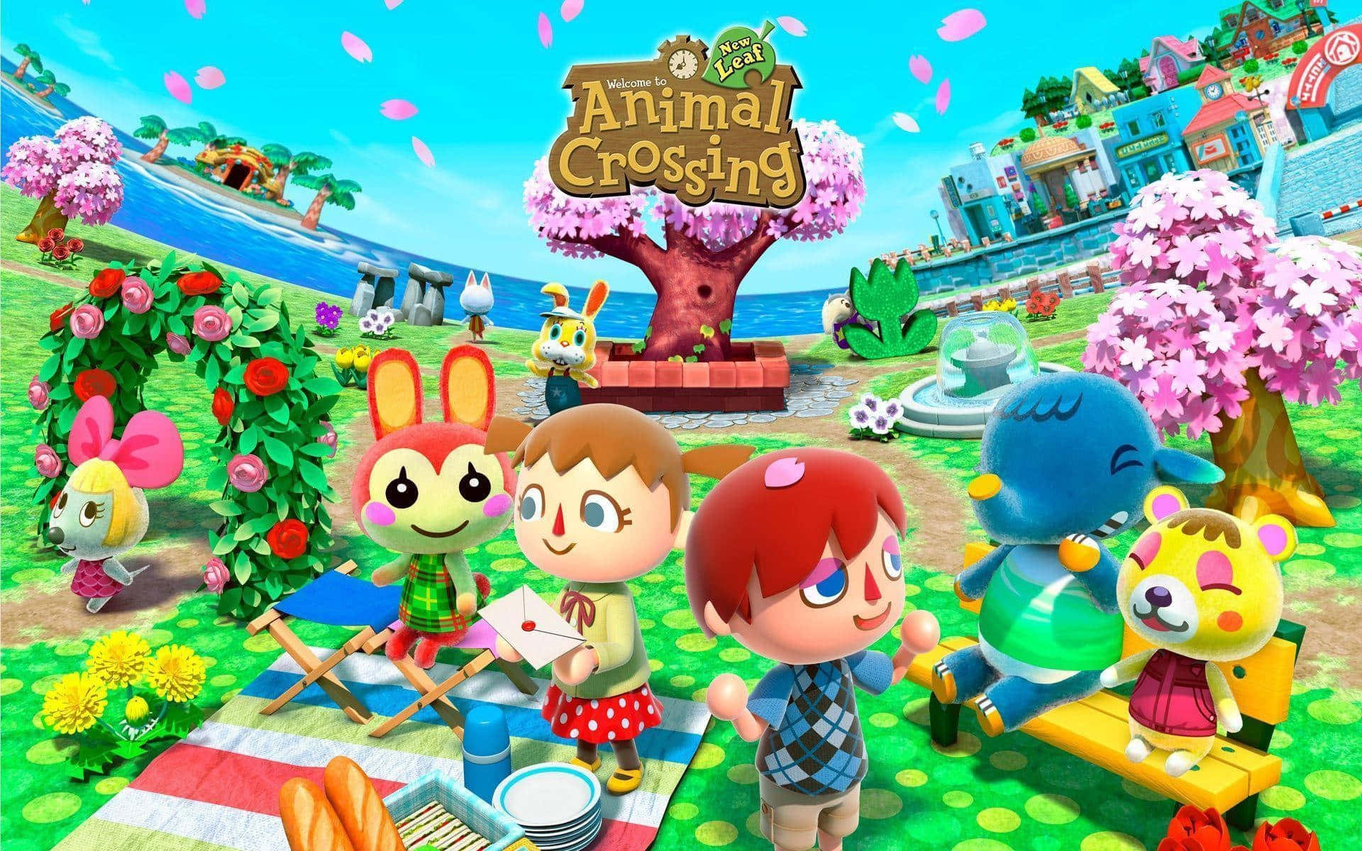 Animal Crossing New Horizons Levendige Gemeenschap Achtergrond