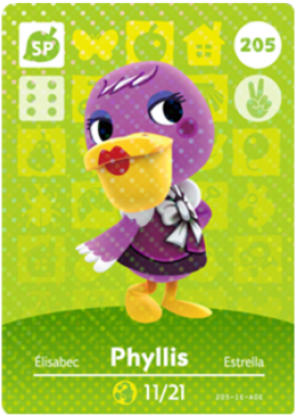 Animal Crossing Phyllis Amiibo Card205 PNG