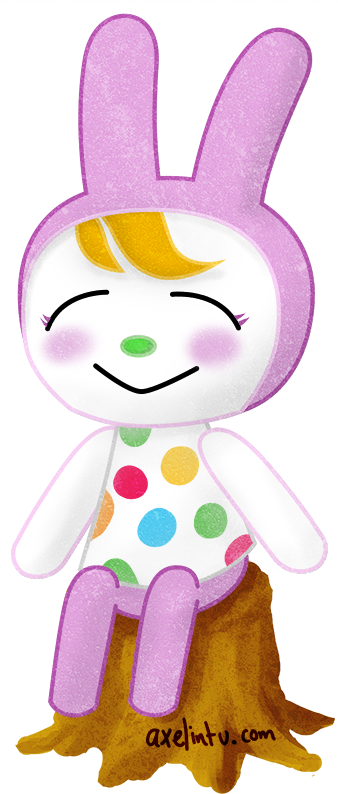 Animal Crossing Polka Dot Rabbit Character PNG