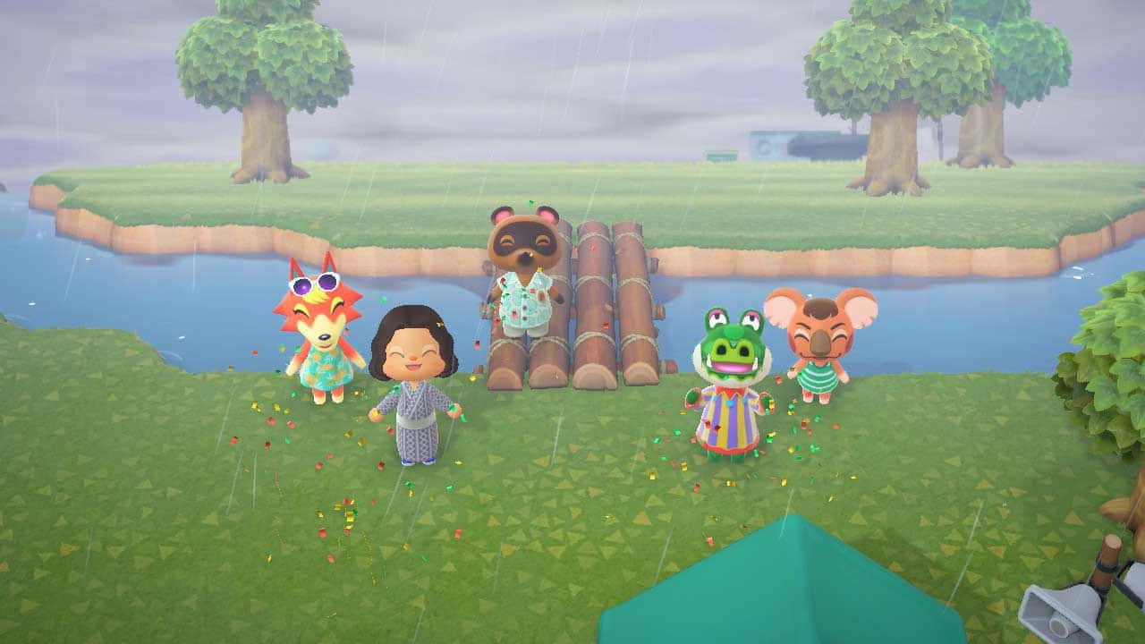 Animal Crossing Rainy Day Friends Wallpaper