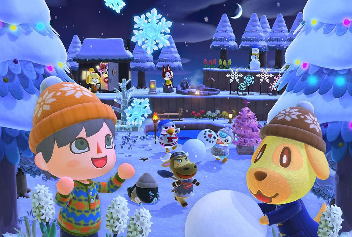 Animal Crossing Winter Holiday Wallpaper