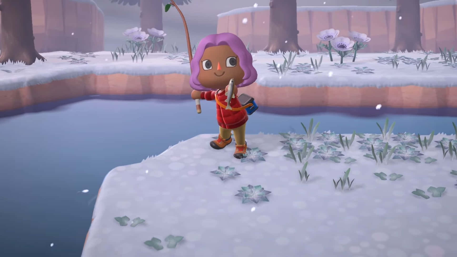 Pescade Invierno En Animal Crossing. Fondo de pantalla