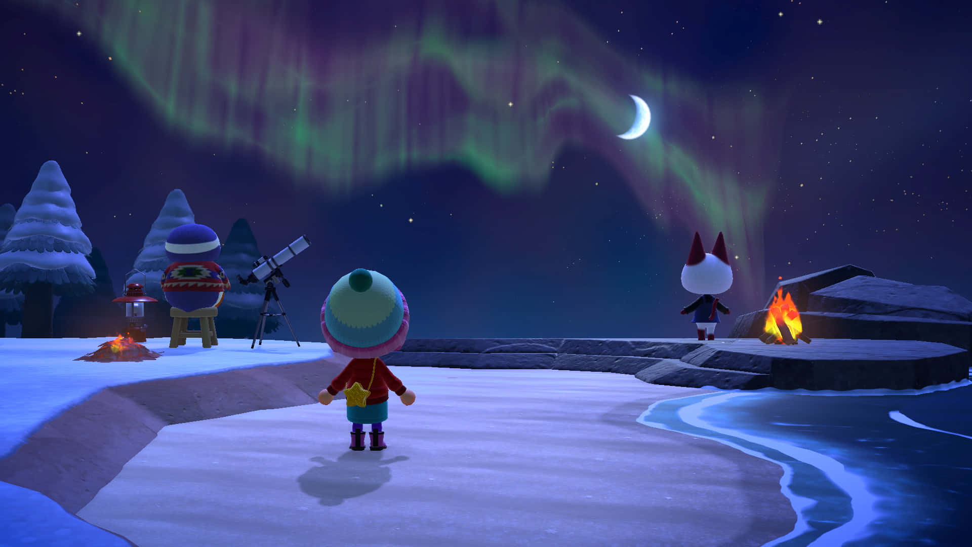 Embrace Winter in the Town of Animal Crossing Wallpaper