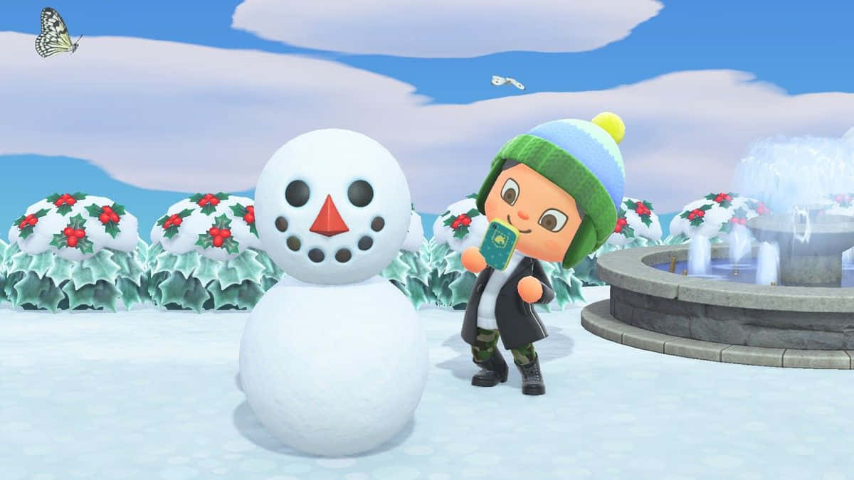 Animal Crossing Winter Snowman Wallpaper