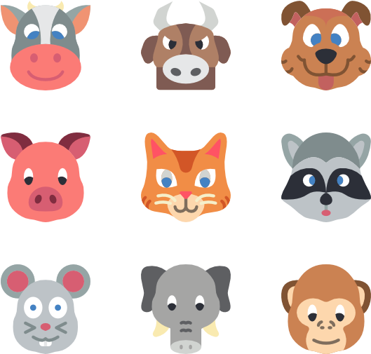 Animal Face Icons Collection PNG