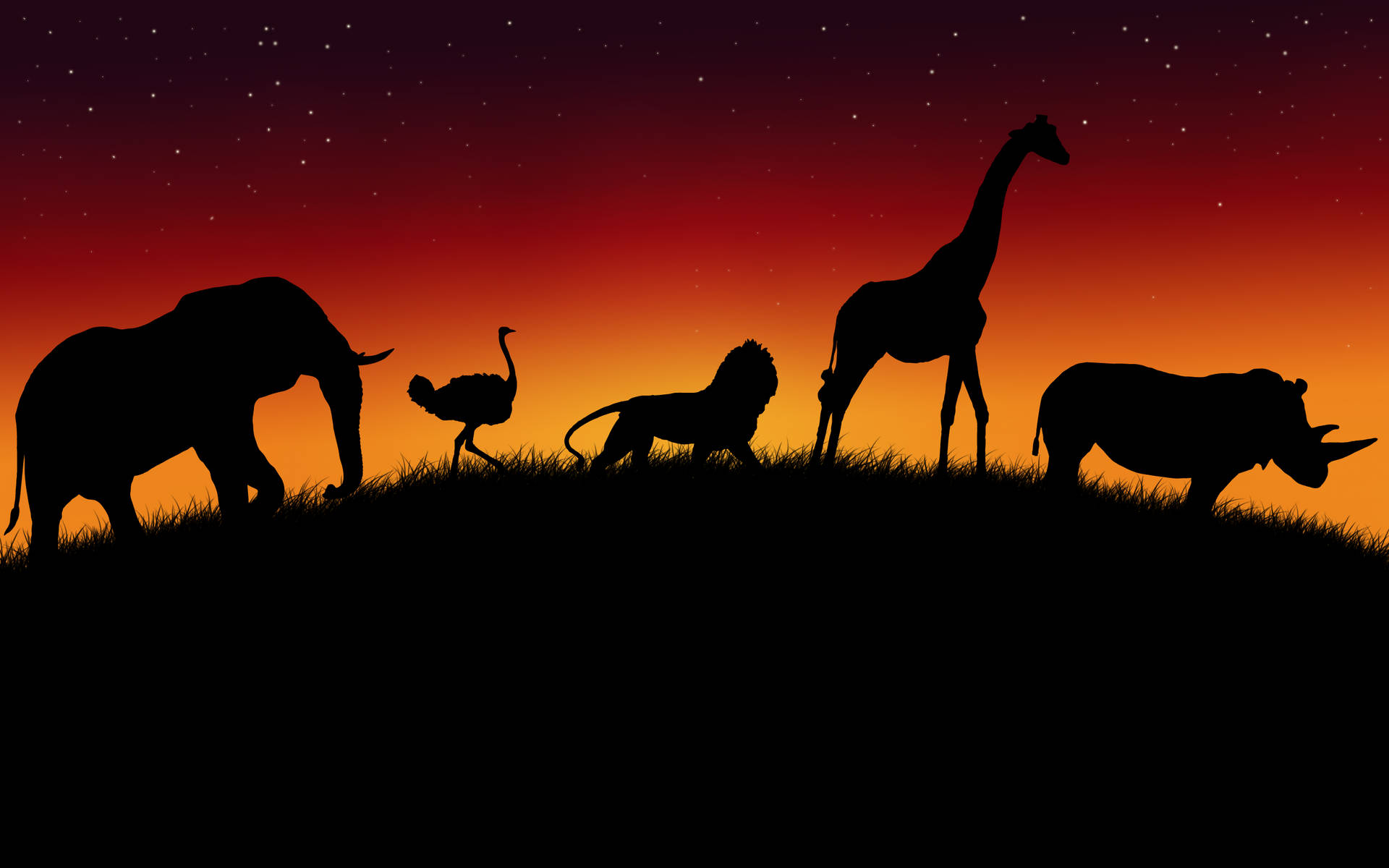 Download Animal Silhouette African Art Wallpaper 