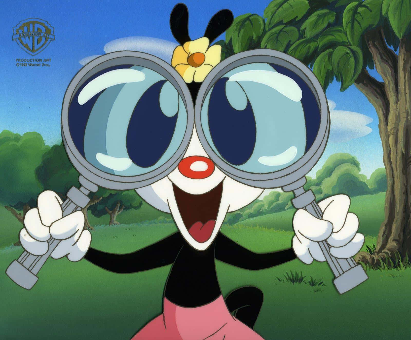 A Cartoon Character Holding A Pair Of Magnifying Glasses