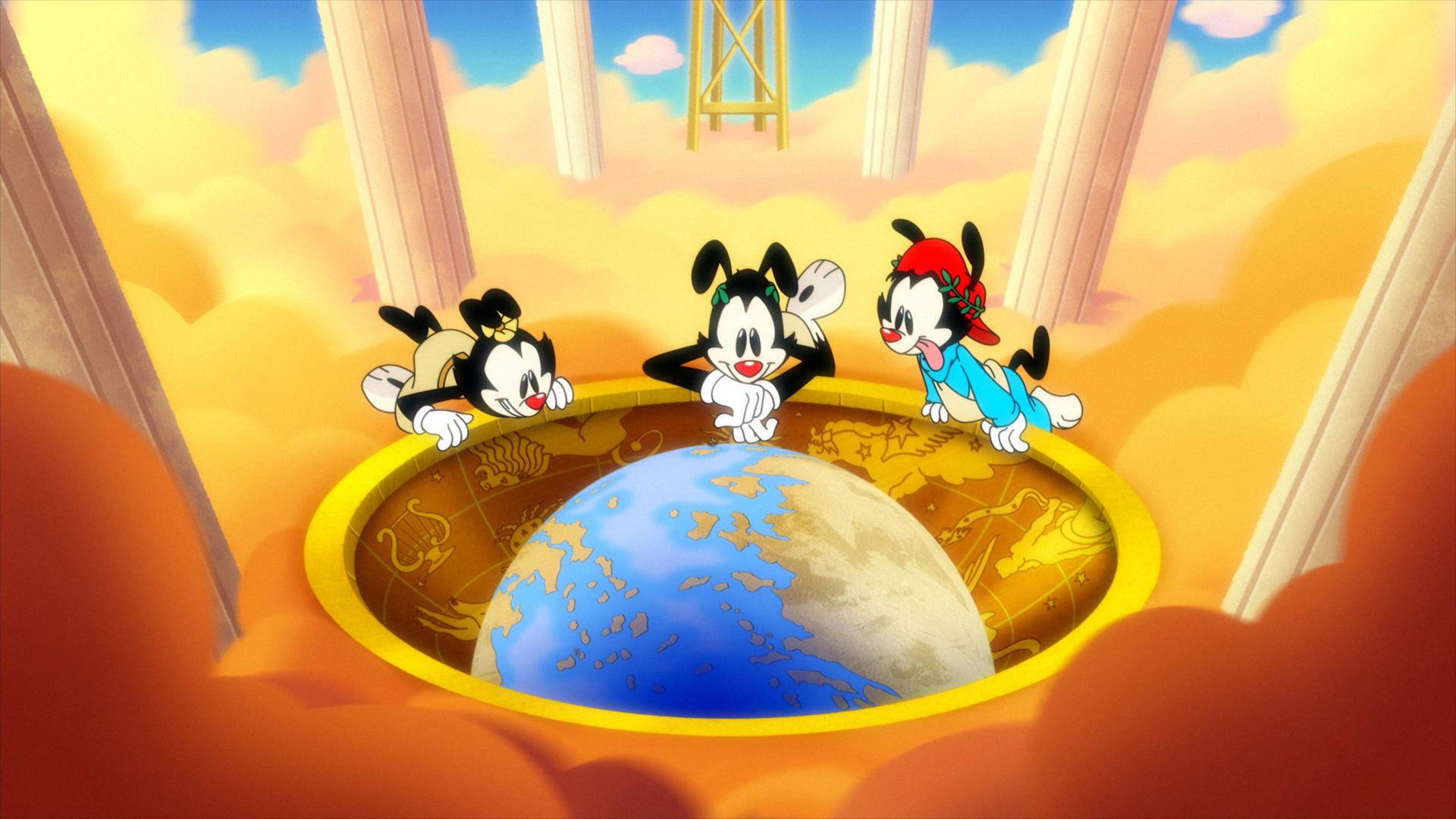 Animaniacs' Warners Staring At Globe Background