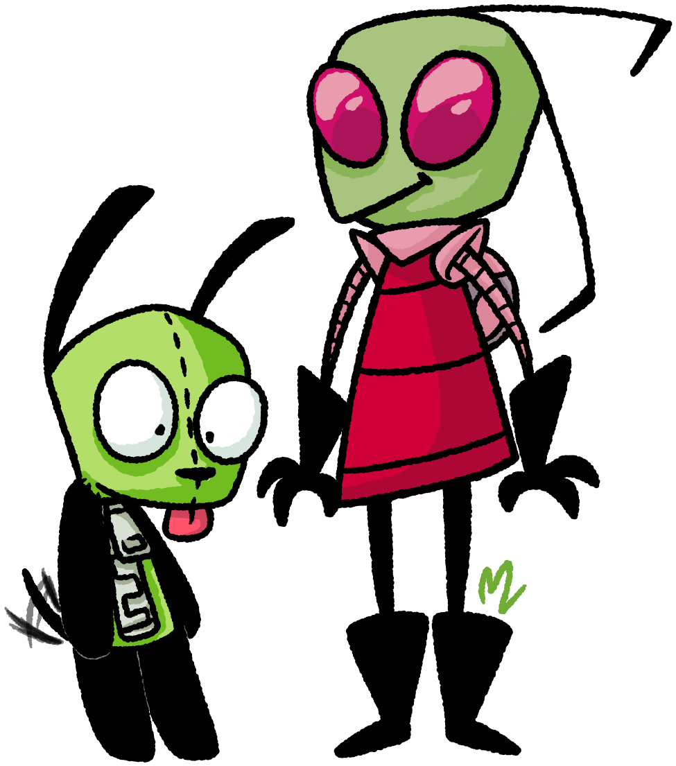 Animated Alien Duo Illustration PNG