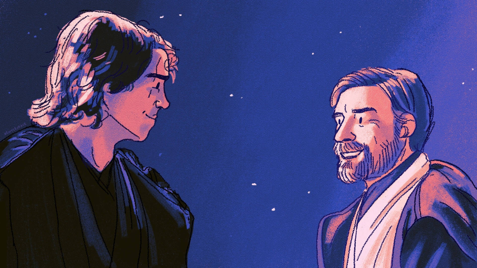 Animated Anakin and Kenobi Tales Of The Jedi Wallpaper