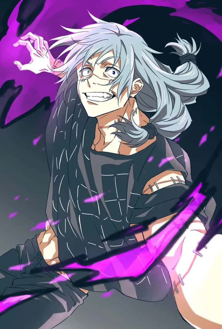 Animated Antagonist Mahito Purple Aura Wallpaper