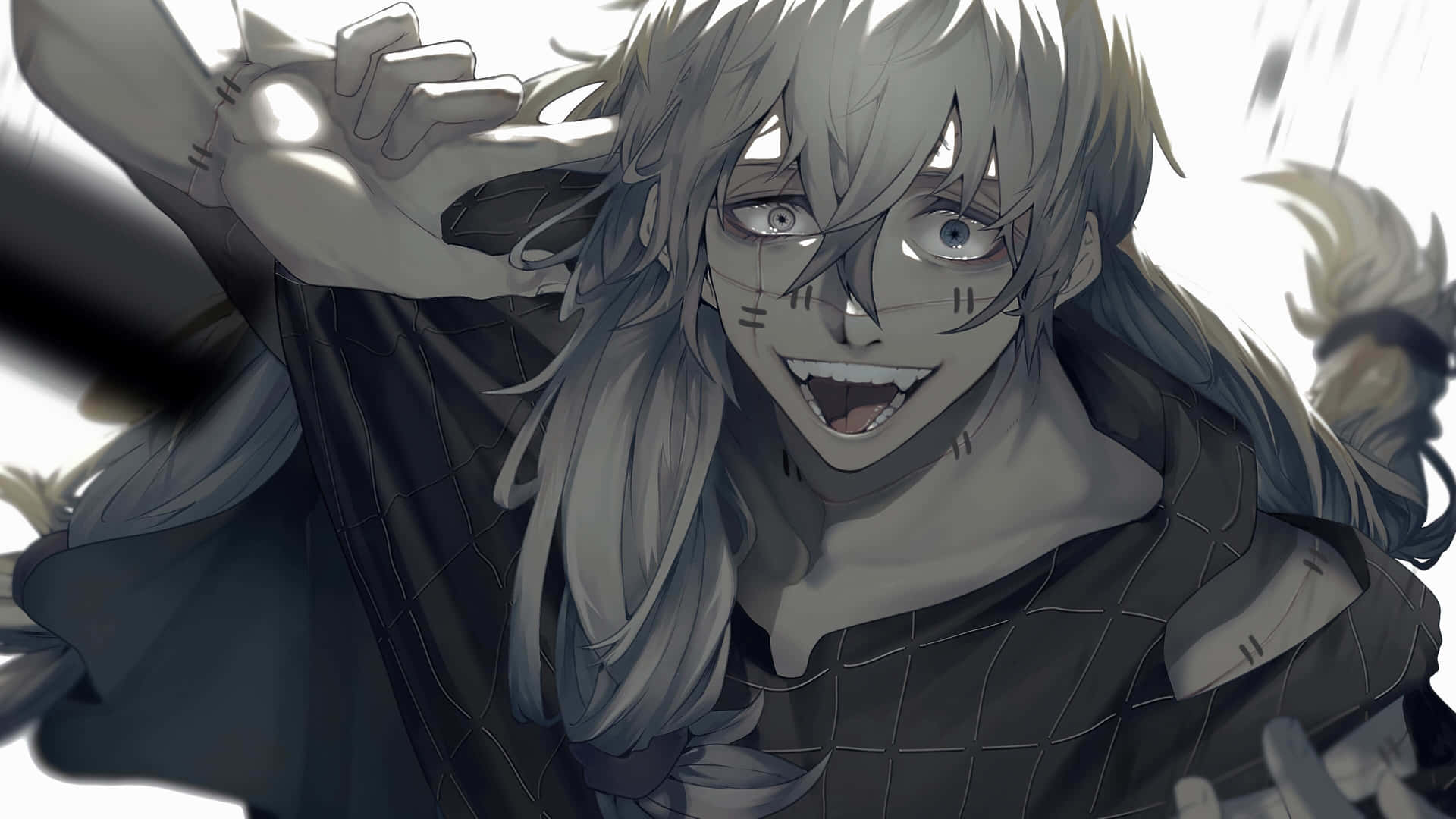 Animated Antagonist Mahito Smiling Menacingly Wallpaper