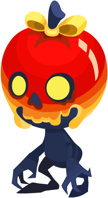 Animated Apple Skull Character PNG