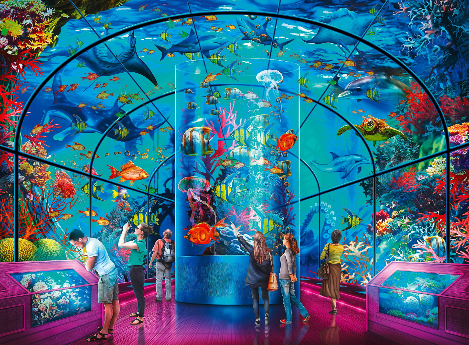 Animated Aquarium Exhibit Wallpaper