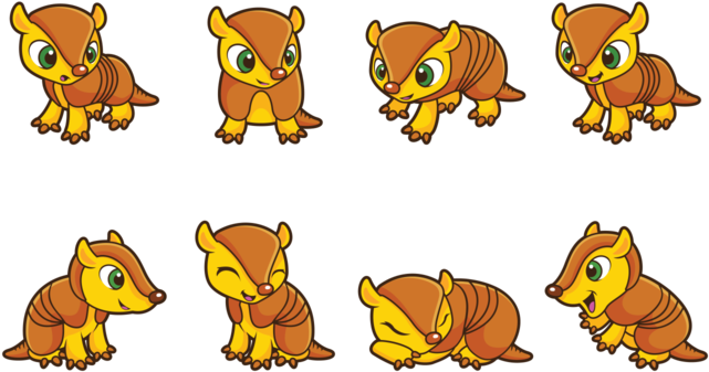 Animated Armadillo Expressions PNG