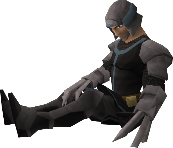 Animated Armored Soldier Seated PNG