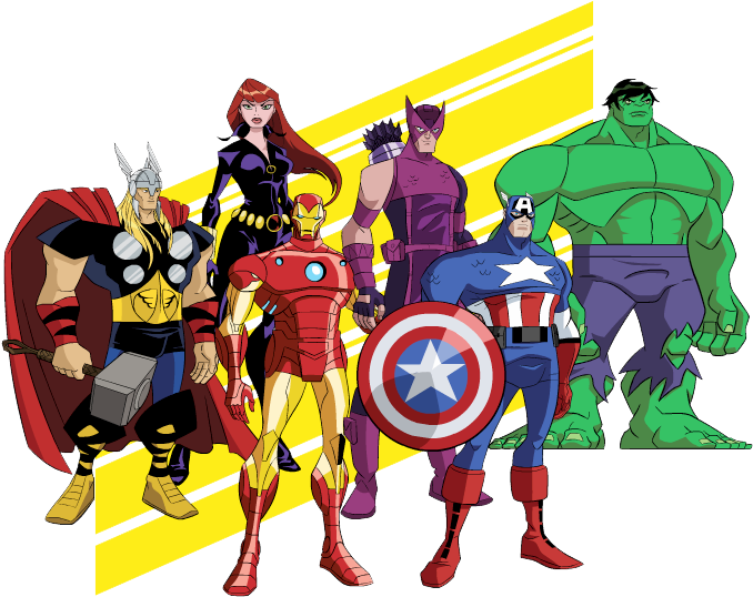 Animated Avengers Team PNG