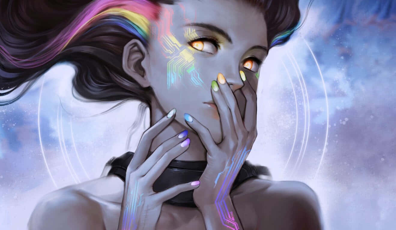 Rainbow Circuit Girl Animated Background