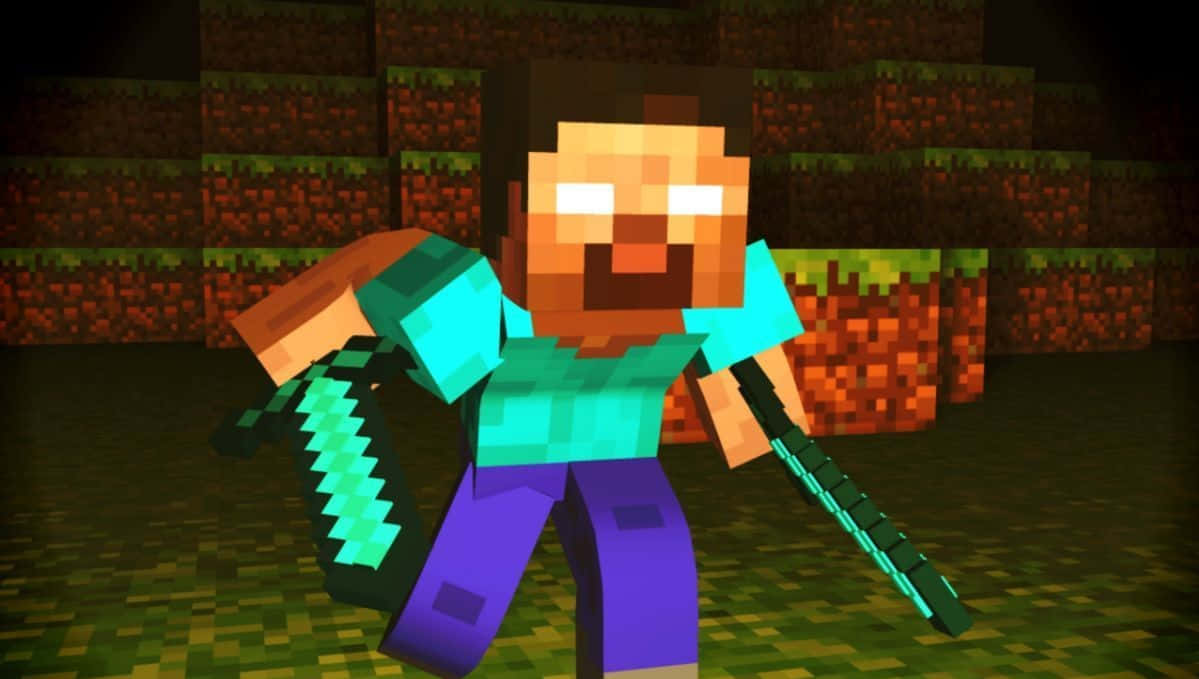 Minecraftcharakter Herobrine Animierter Hintergrund.